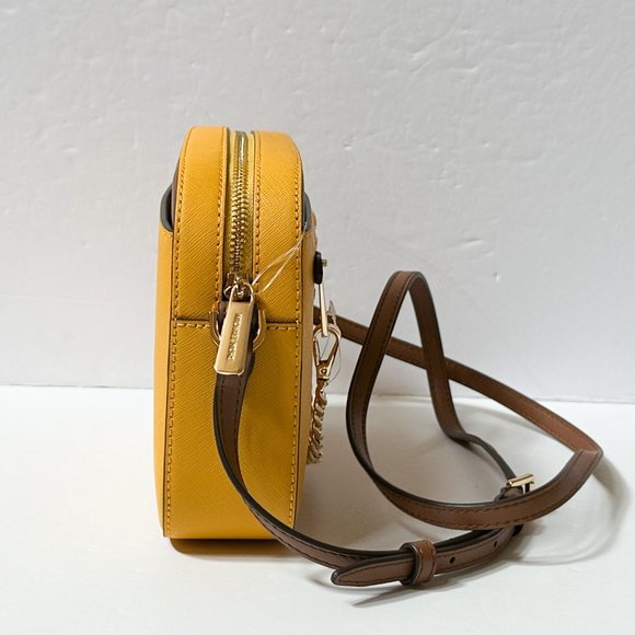 Michael Kors Jet Set East West Chain Shoulder Crossbody Bag Jasmine Yellow/Brown - Picture 4 of 9